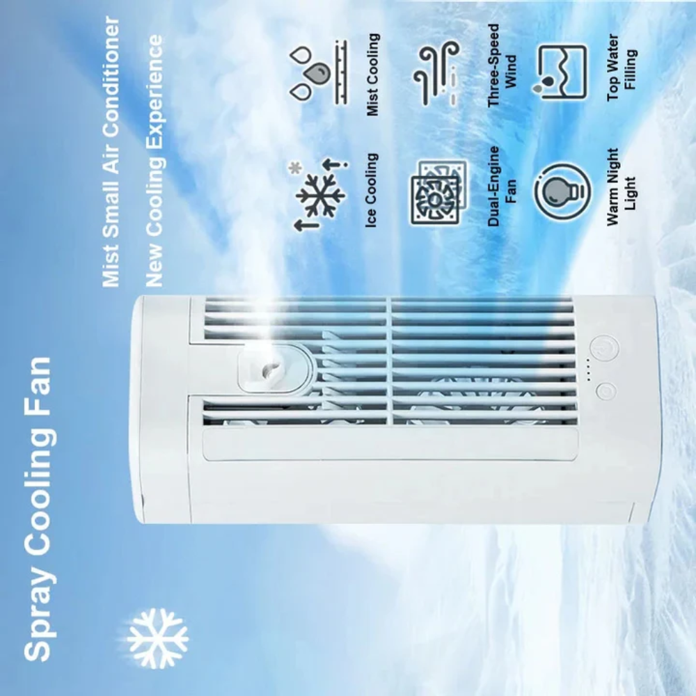 Compact Desk Fan with Misting Function and Personal Airflow