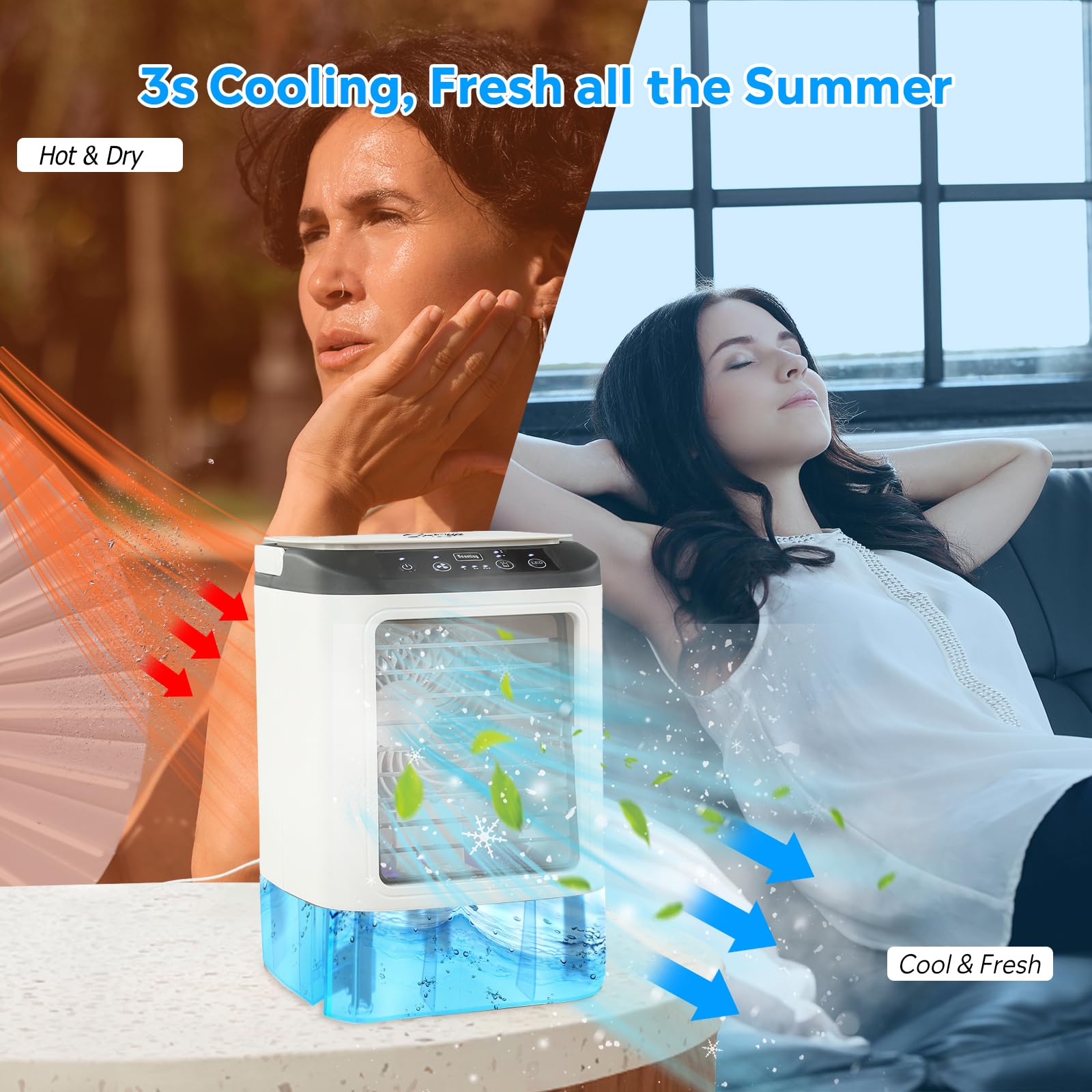 Portable Mini Air Conditioner – 4-in-1 AC with Rapid Cooling & Adjustable Airflow for Home, Office, Travel