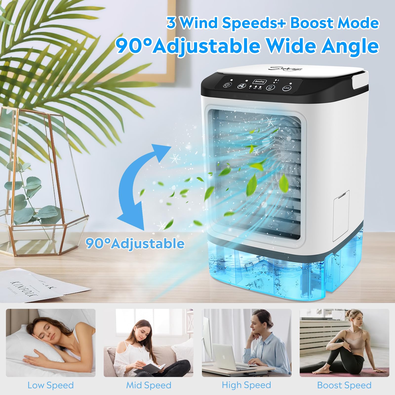 Portable Mini Air Conditioner – 4-in-1 AC with Rapid Cooling & Adjustable Airflow for Home, Office, Travel