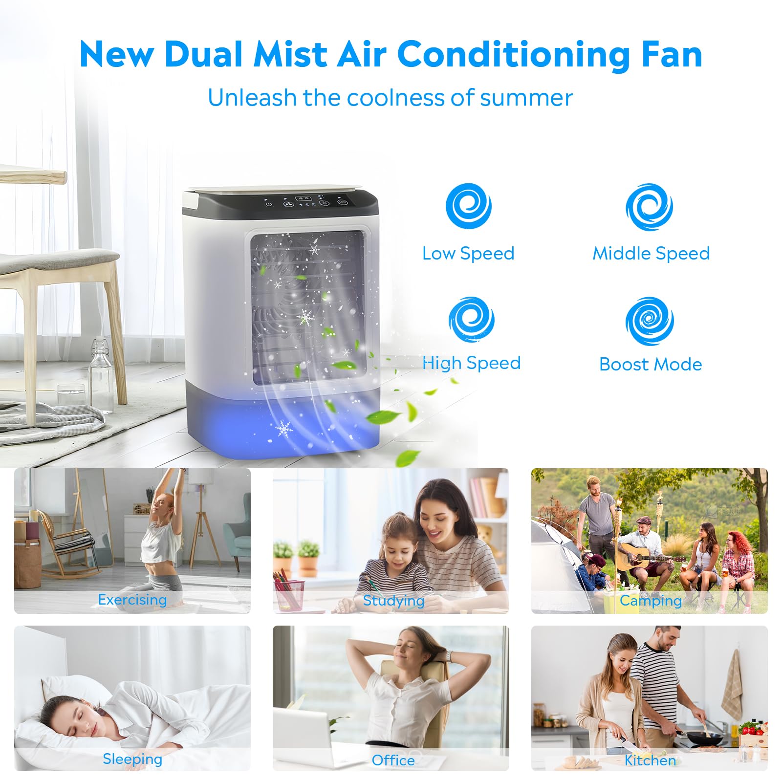 Portable Mini Air Conditioner – 4-in-1 AC with Rapid Cooling & Adjustable Airflow for Home, Office, Travel