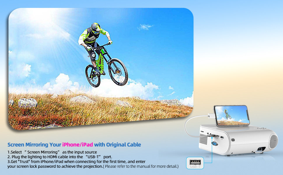 Portable Mini Projector – Full HD with Screen Mirroring for Outdoor Use