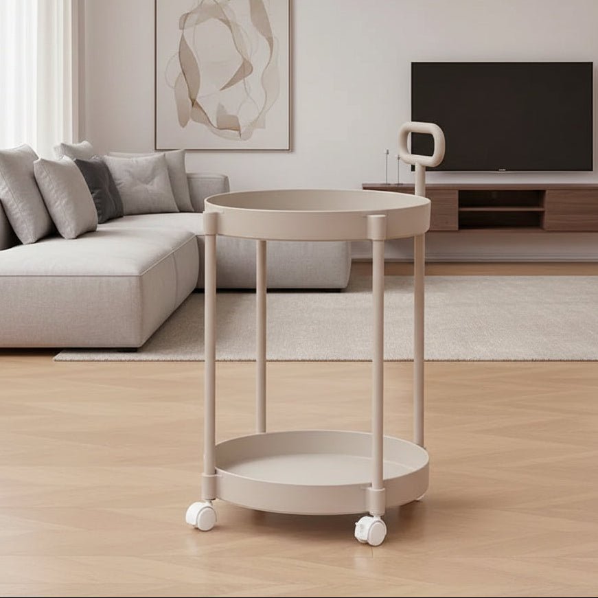 FlexiMove Compact Rolling Side Table with Dual Shelves