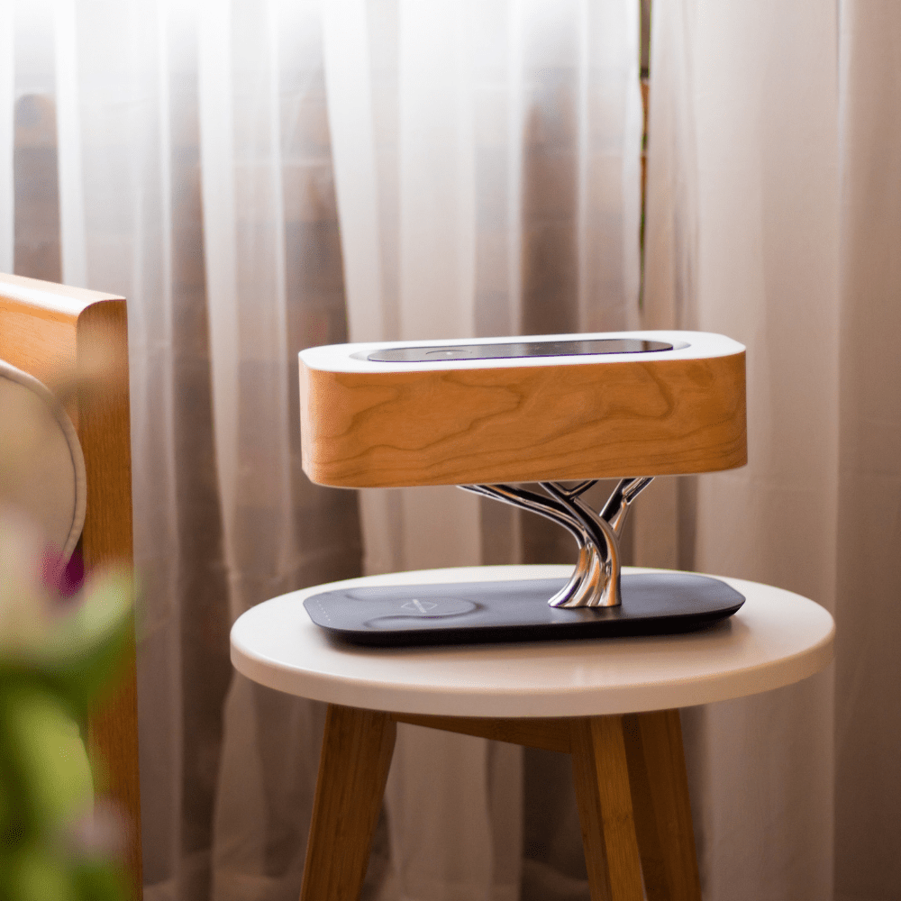 Versatile LED Lamp with Wireless Charging & Speaker Functionality