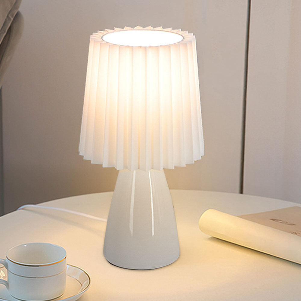Sleek Ceramic Bedside Lamp with Elegant Fabric Shade