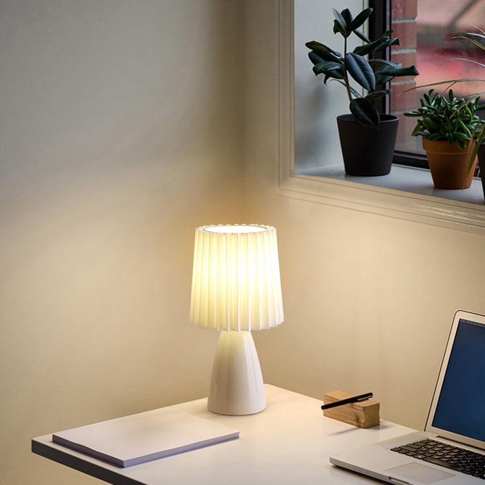Sleek Ceramic Bedside Lamp with Elegant Fabric Shade