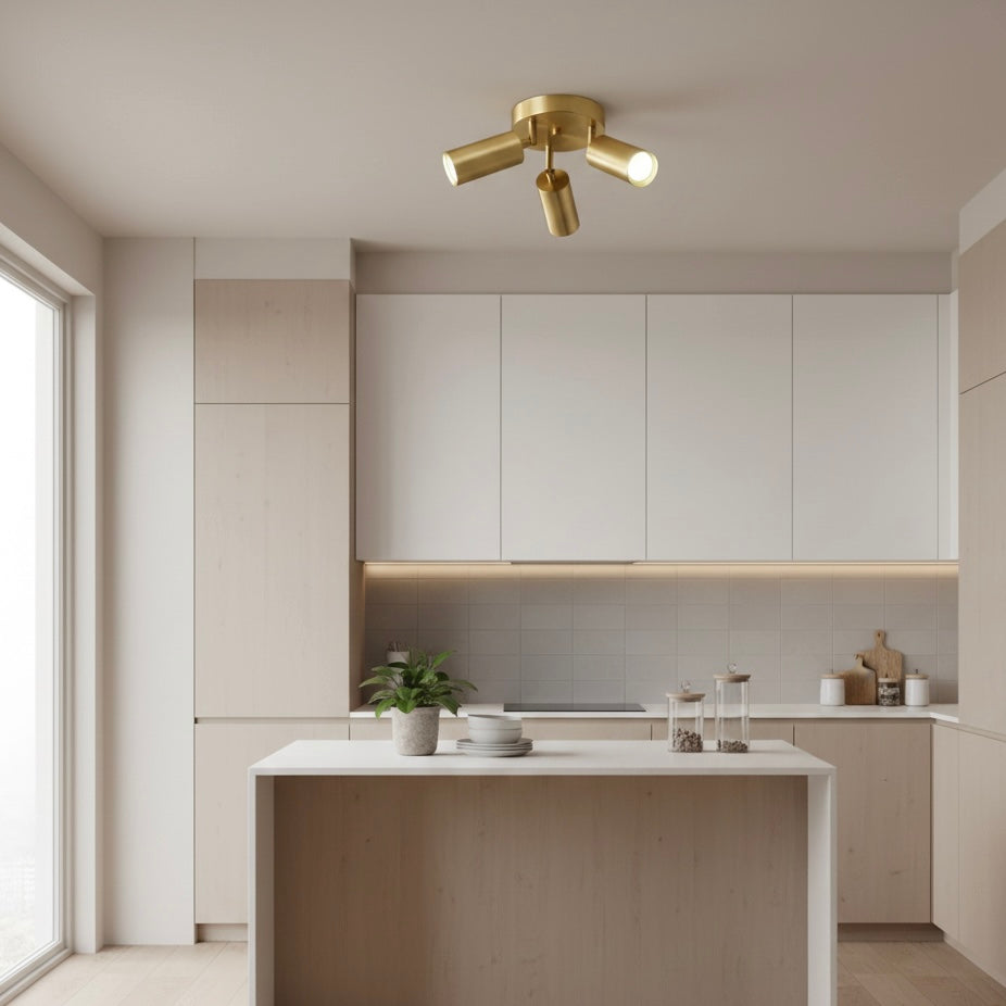 Brass-Finished Surface-Mounted Ceiling Spotlight with Marigold Design