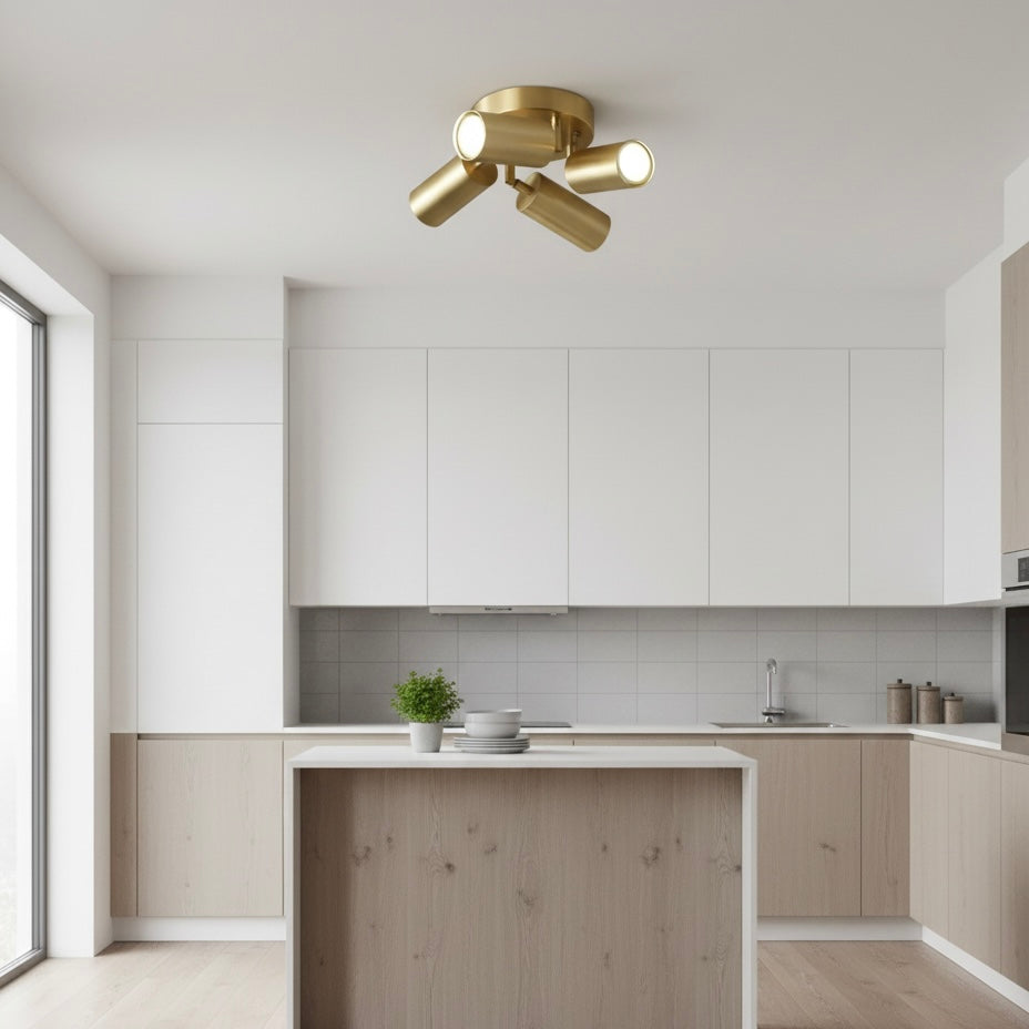 Brass-Finished Surface-Mounted Ceiling Spotlight with Marigold Design