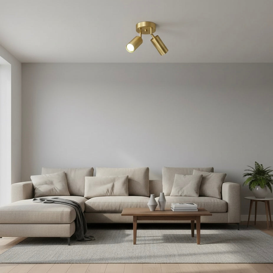 Brass-Finished Surface-Mounted Ceiling Spotlight with Marigold Design