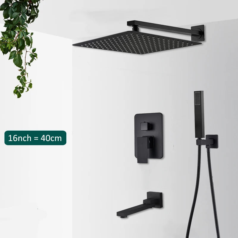 Concealed Shower System with Rainfall and Waterfall Features