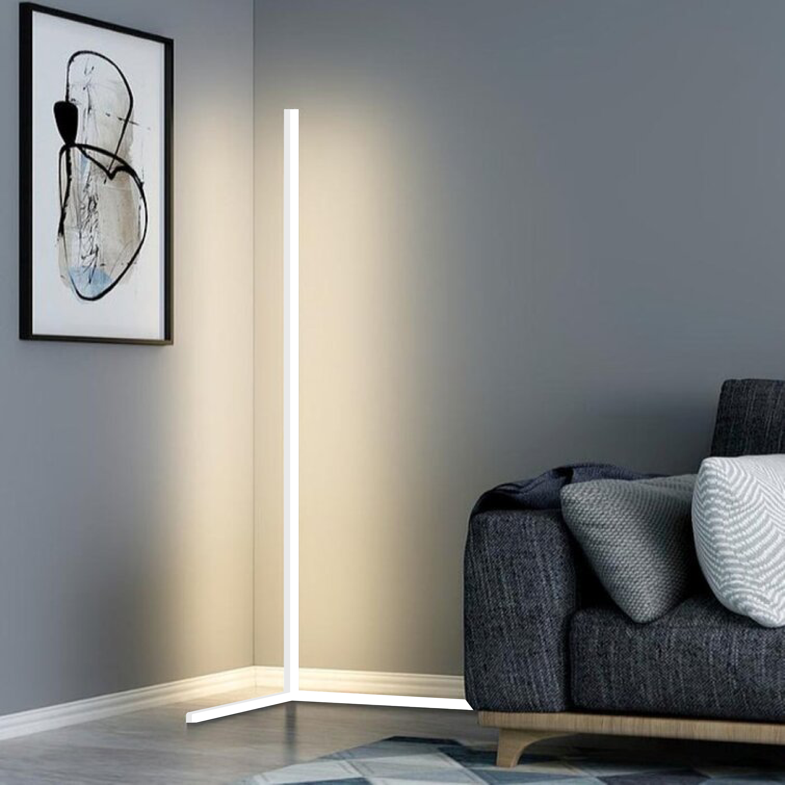 145cm Color-Changing LED Floor Lamp with App and Remote Control - Black & White