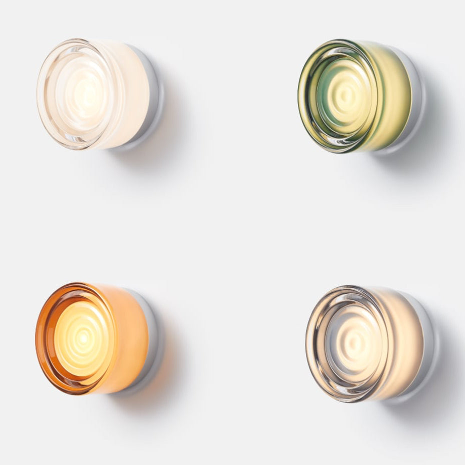 Contemporary Glass Wall Light Fixture | Amber, Smoked, Jade & White | Black, White & Satin Nickel | IP22 | 5W