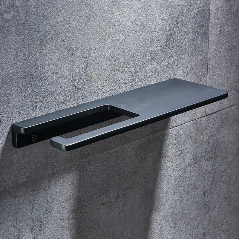 Black Aluminum Toilet Paper Holder with Shelf – Contemporary Bathroom Accessory