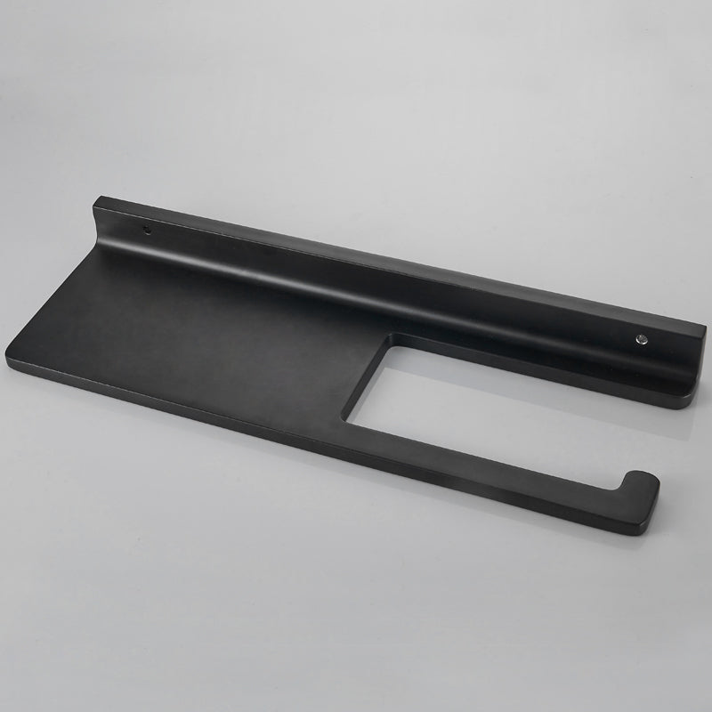 Black Aluminum Toilet Paper Holder with Shelf – Contemporary Bathroom Accessory