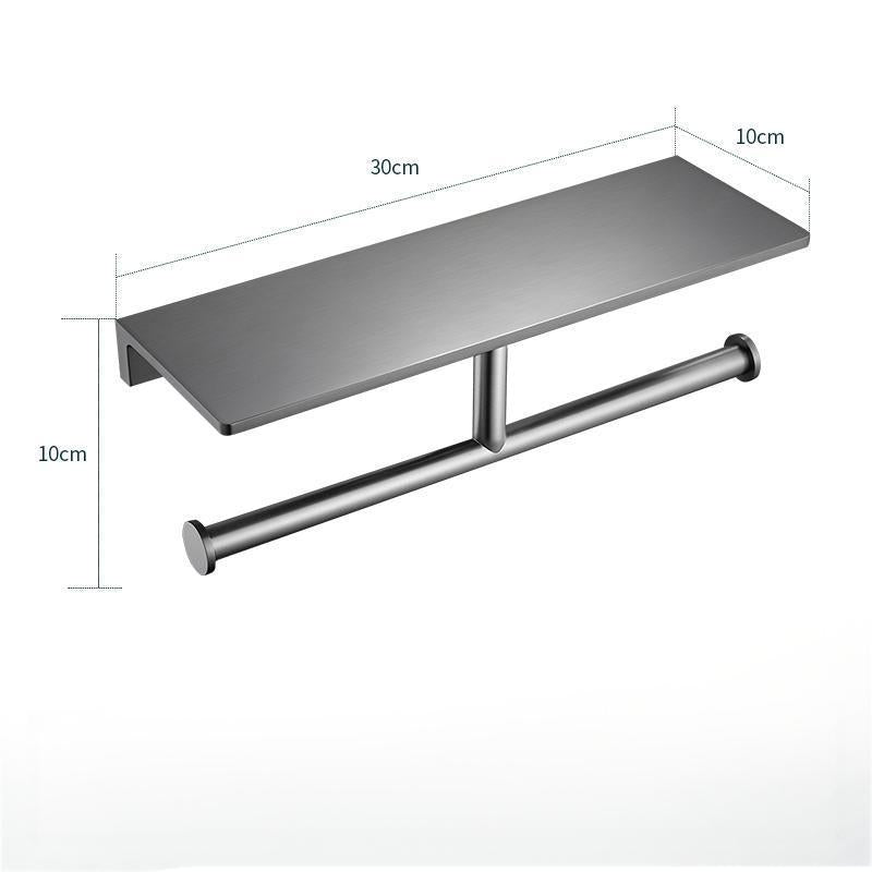 Black Aluminum Toilet Paper Holder with Shelf – Contemporary Bathroom Accessory