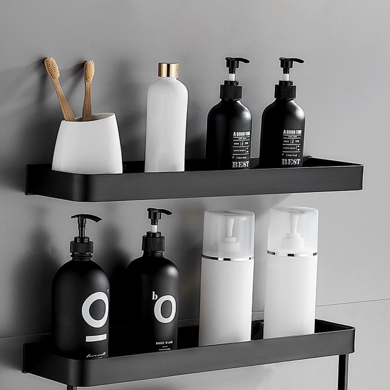Stylish Bathroom Accessory Set in Matte Black - Multiple Shelf Options, Stainless Steel