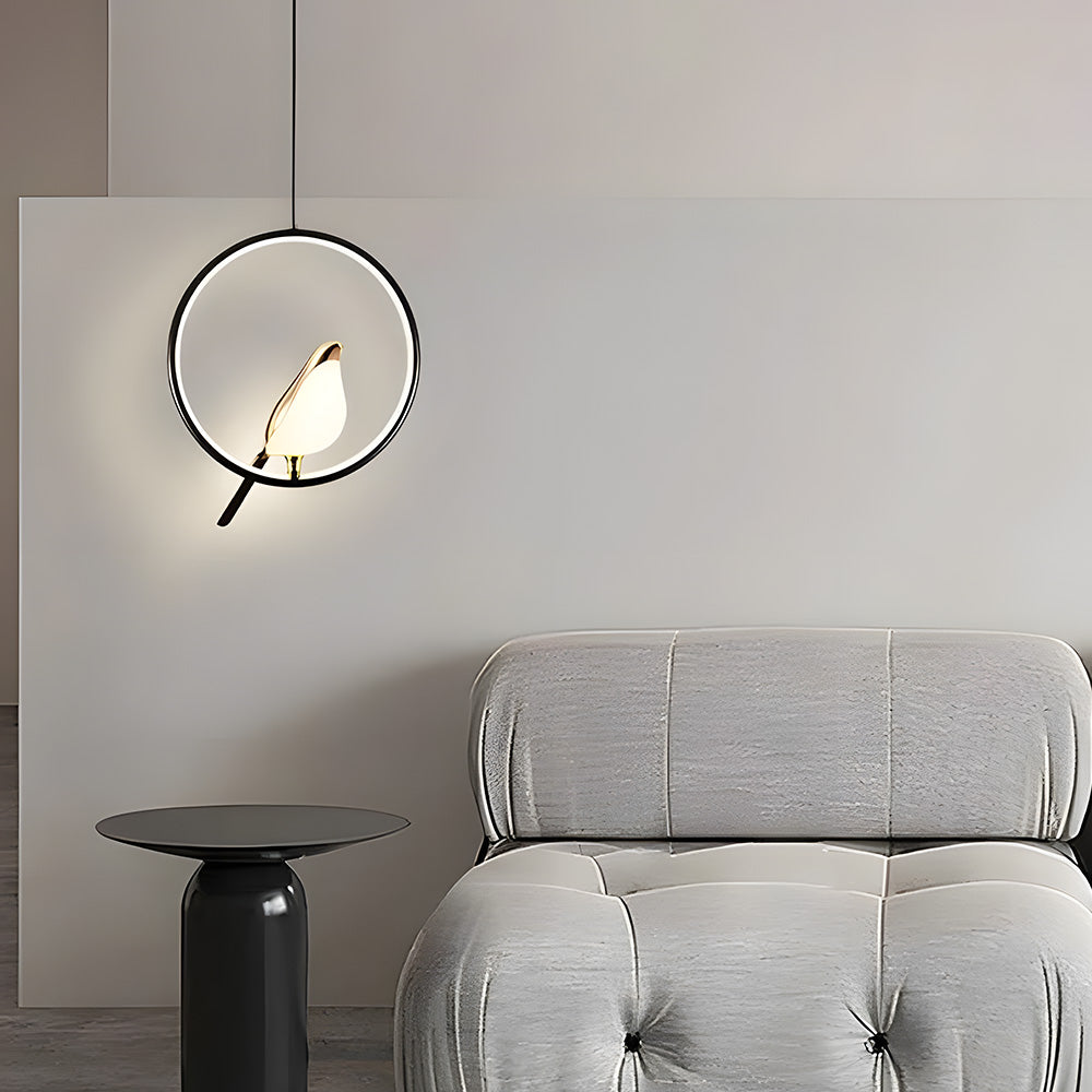 Sleek Black Circle Pendant Light Inspired by Nature