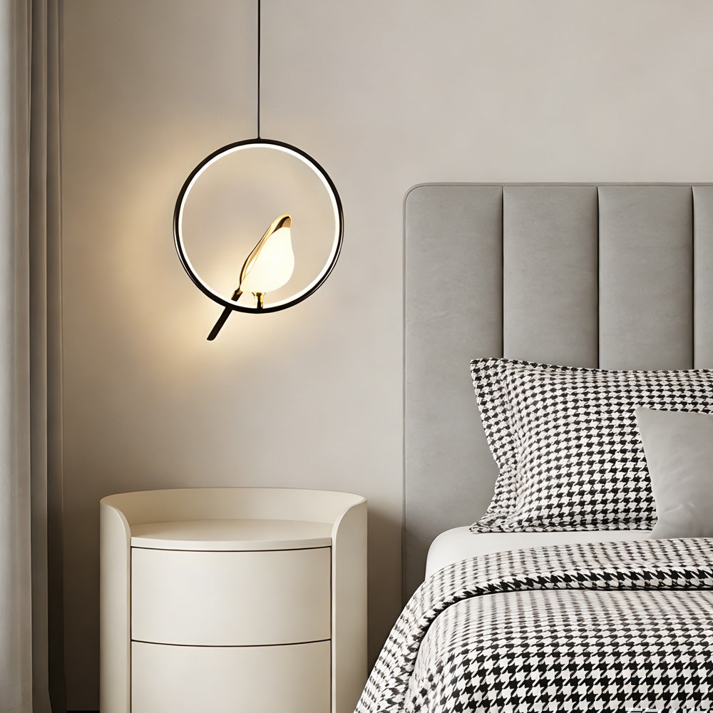 Sleek Black Circle Pendant Light Inspired by Nature