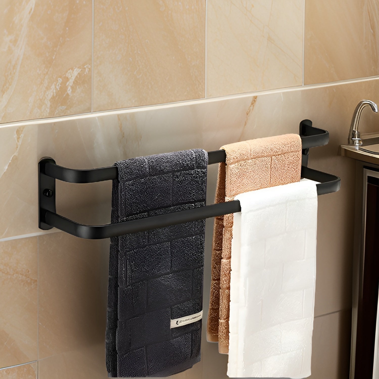 Aluminium Towel Holder for Wall | 2 or 3 Bars | Rust-Proof | Space-Saving