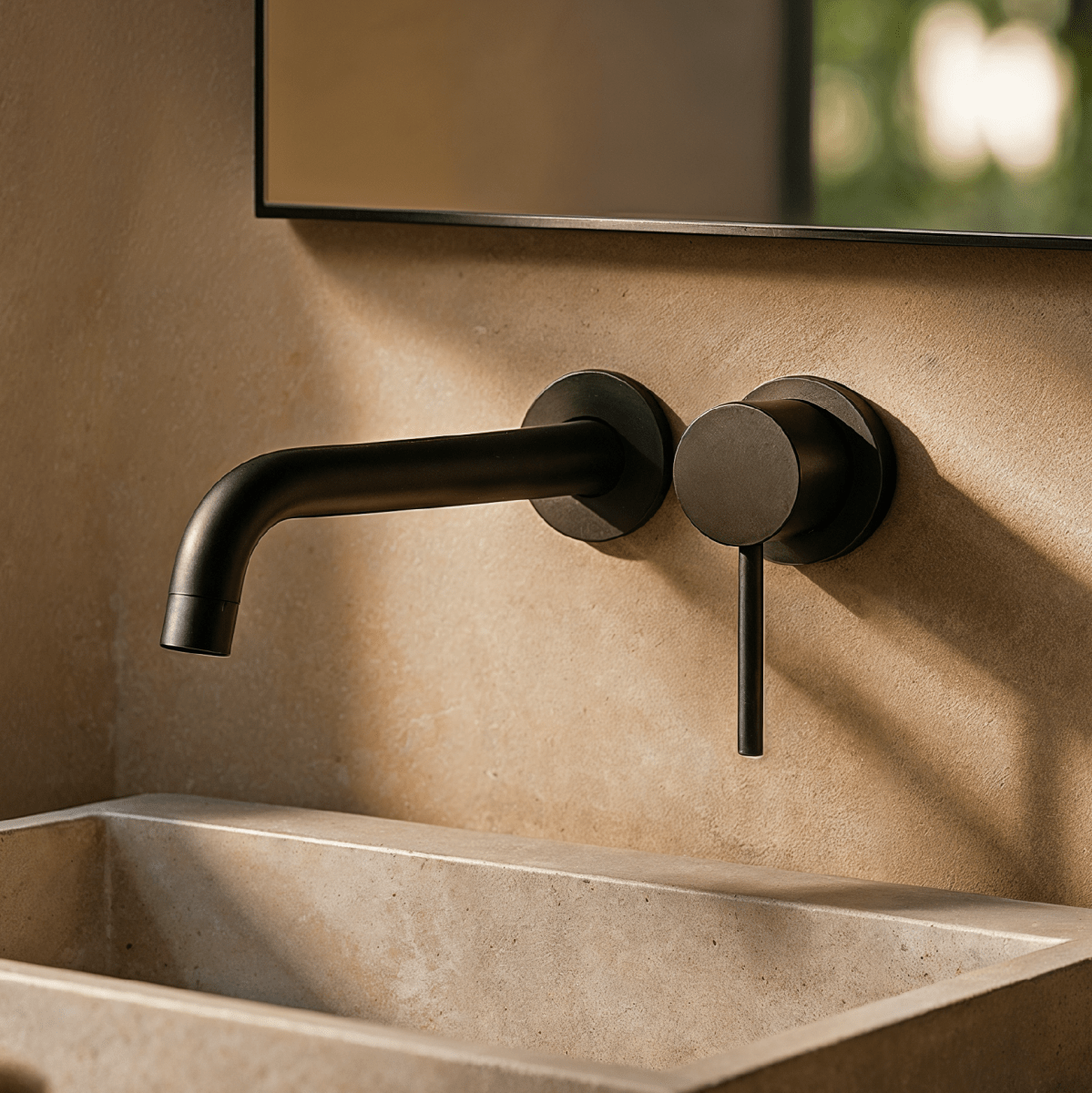 Brass Bathroom Faucet for Wall Mounting | Curved Spout | Single Handle | Rustproof