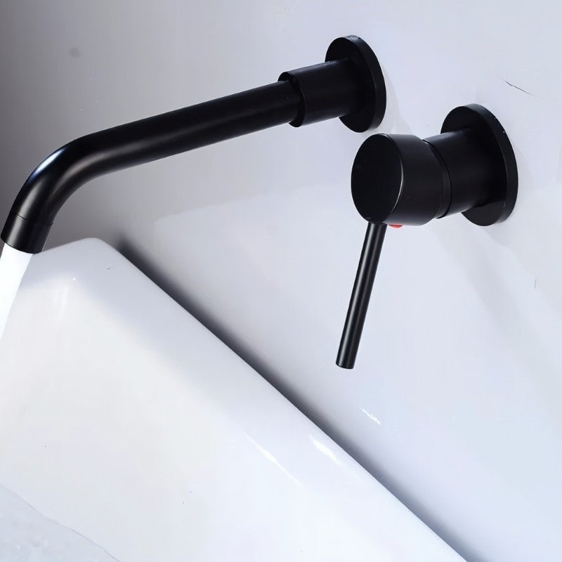 Brass Bathroom Faucet for Wall Mounting | Curved Spout | Single Handle | Rustproof