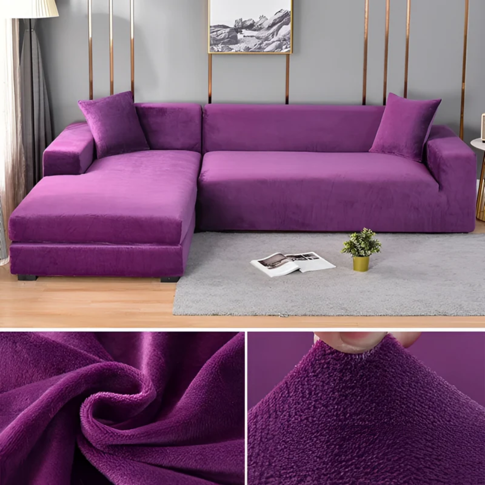 Velvet Corner Sofa Slipcover for Chaise Lounge & Furniture Shielding