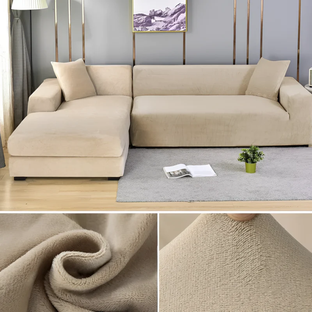 Velvet Corner Sofa Slipcover for Chaise Lounge & Furniture Shielding