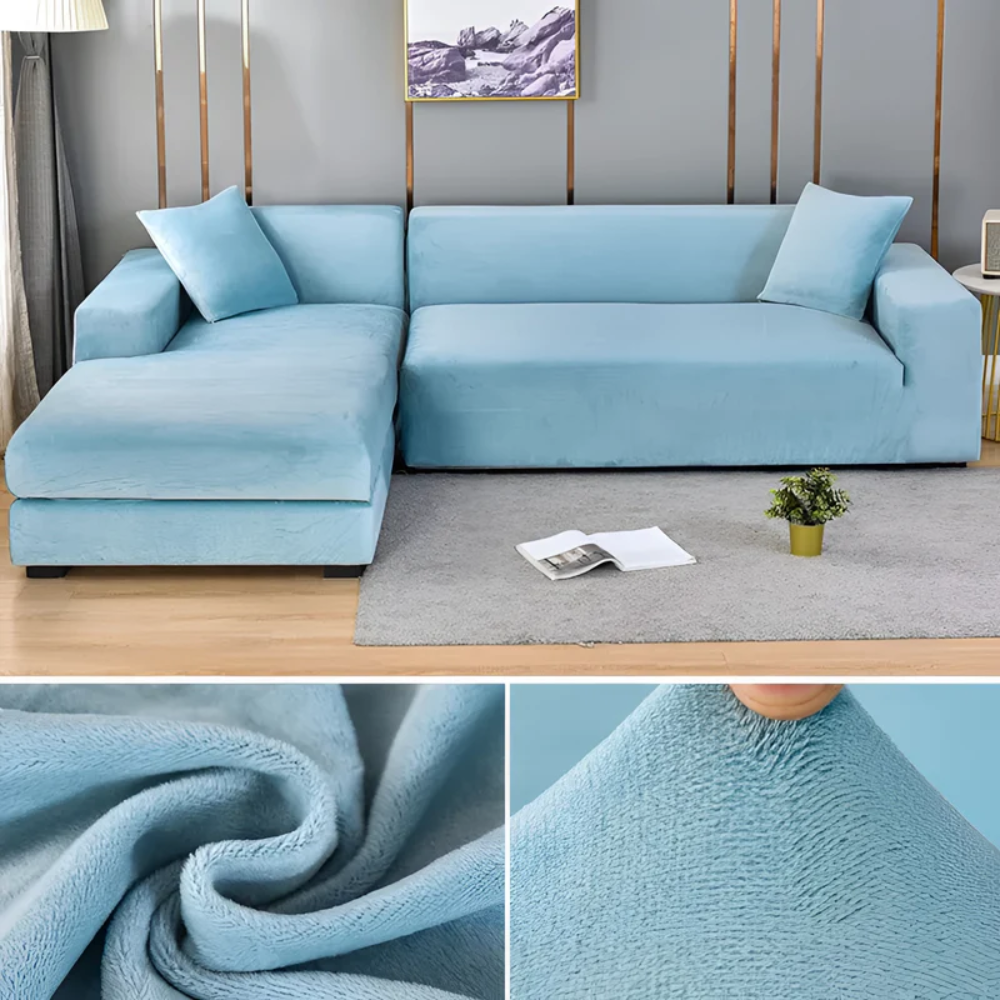 Velvet Corner Sofa Slipcover for Chaise Lounge & Furniture Shielding