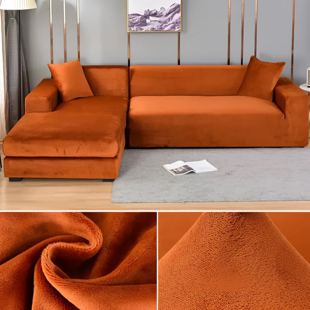 Velvet Corner Sofa Slipcover for Chaise Lounge & Furniture Shielding