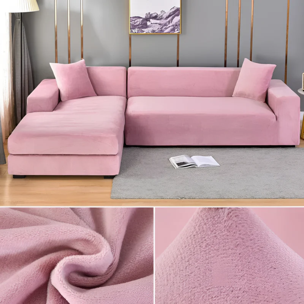 Velvet Corner Sofa Slipcover for Chaise Lounge & Furniture Shielding