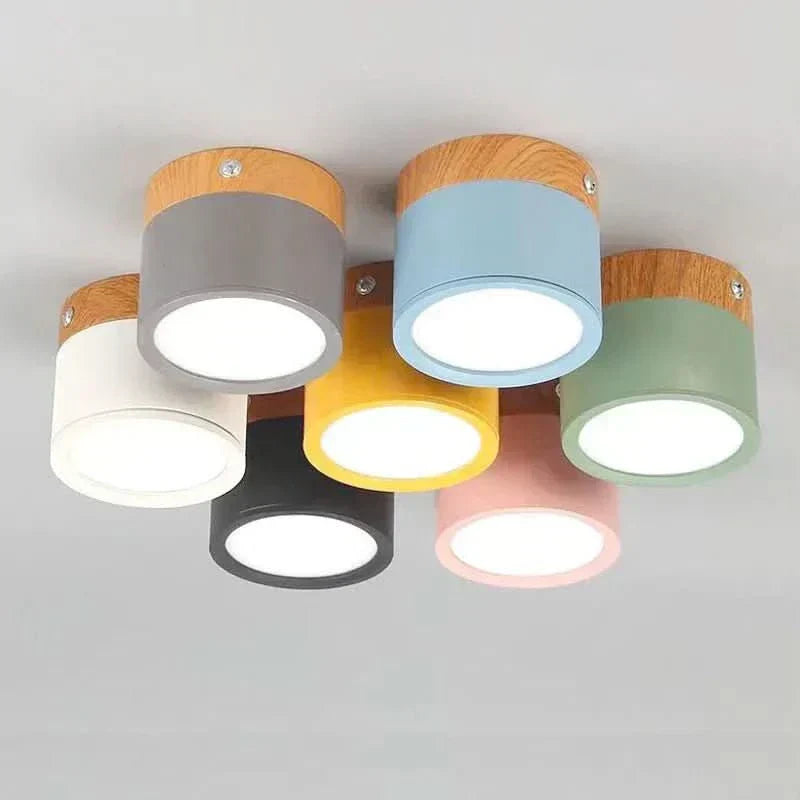 TimberGlow Adjustable LED Ceiling Fixture with Natural Finish