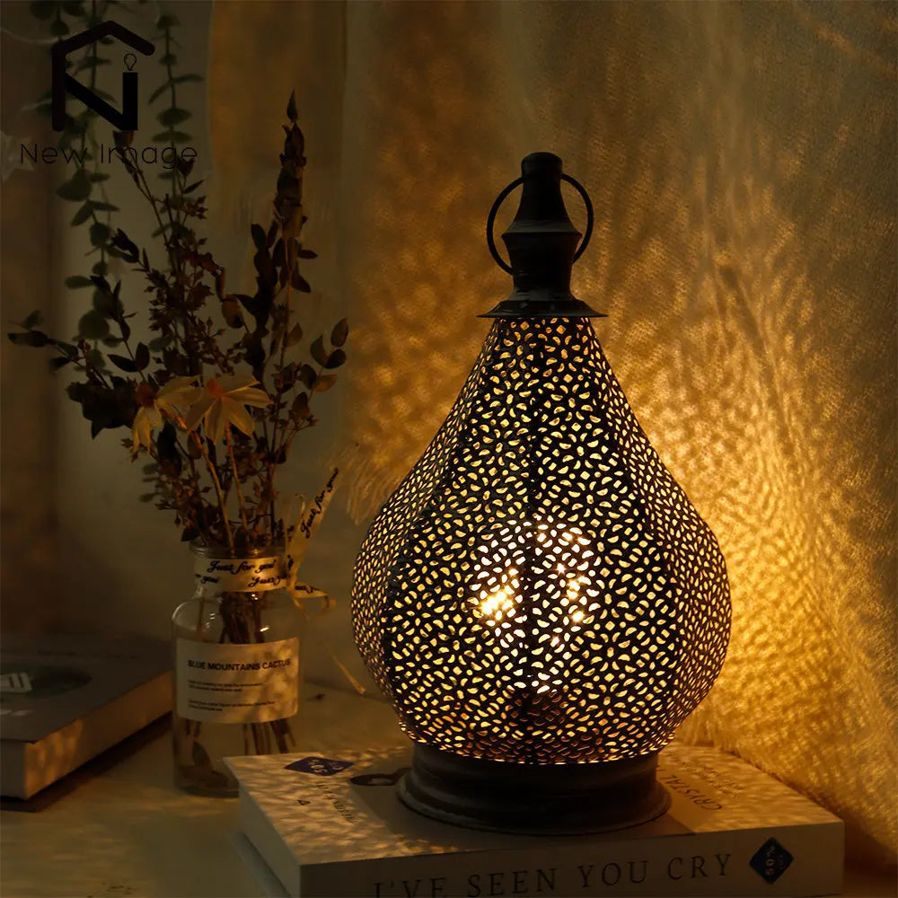 Intricate Patterned Table Lamp in Moroccan Style | Cozy Illumination for Any Space