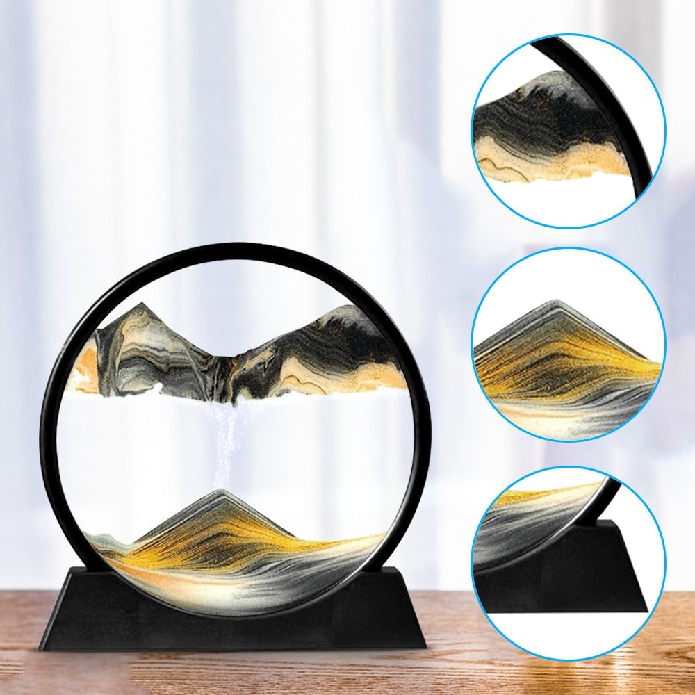 LED Light Sand Art Sculpture – Soothing Desk Decor for Tranquility