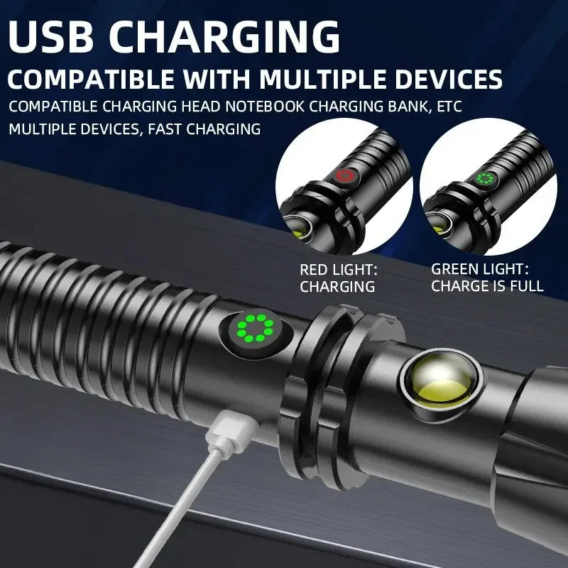 Rechargeable Multi-Functional LED Torch – Bright Light for Safety and Defense