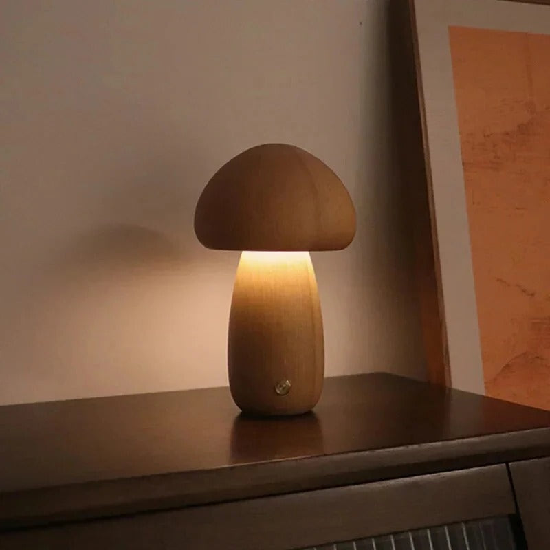 Whimsical Wood Touch Lamp – Adjustable Glow Night Light
