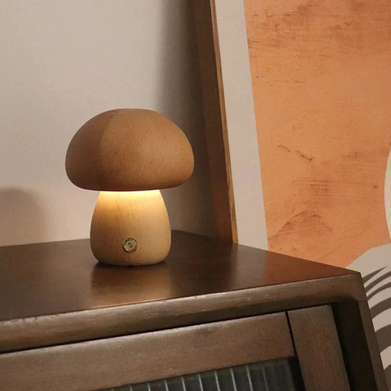 Whimsical Wood Touch Lamp – Adjustable Glow Night Light