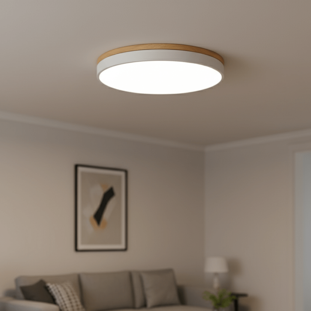 NatureGlow LED Ceiling Light with Elegant Wood Finish