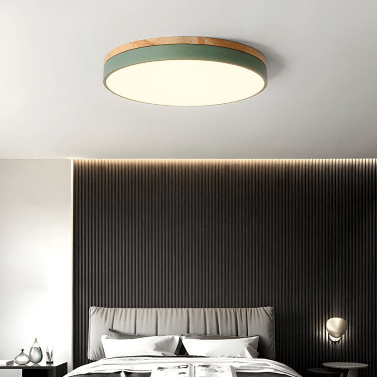 NatureGlow LED Ceiling Light with Elegant Wood Finish