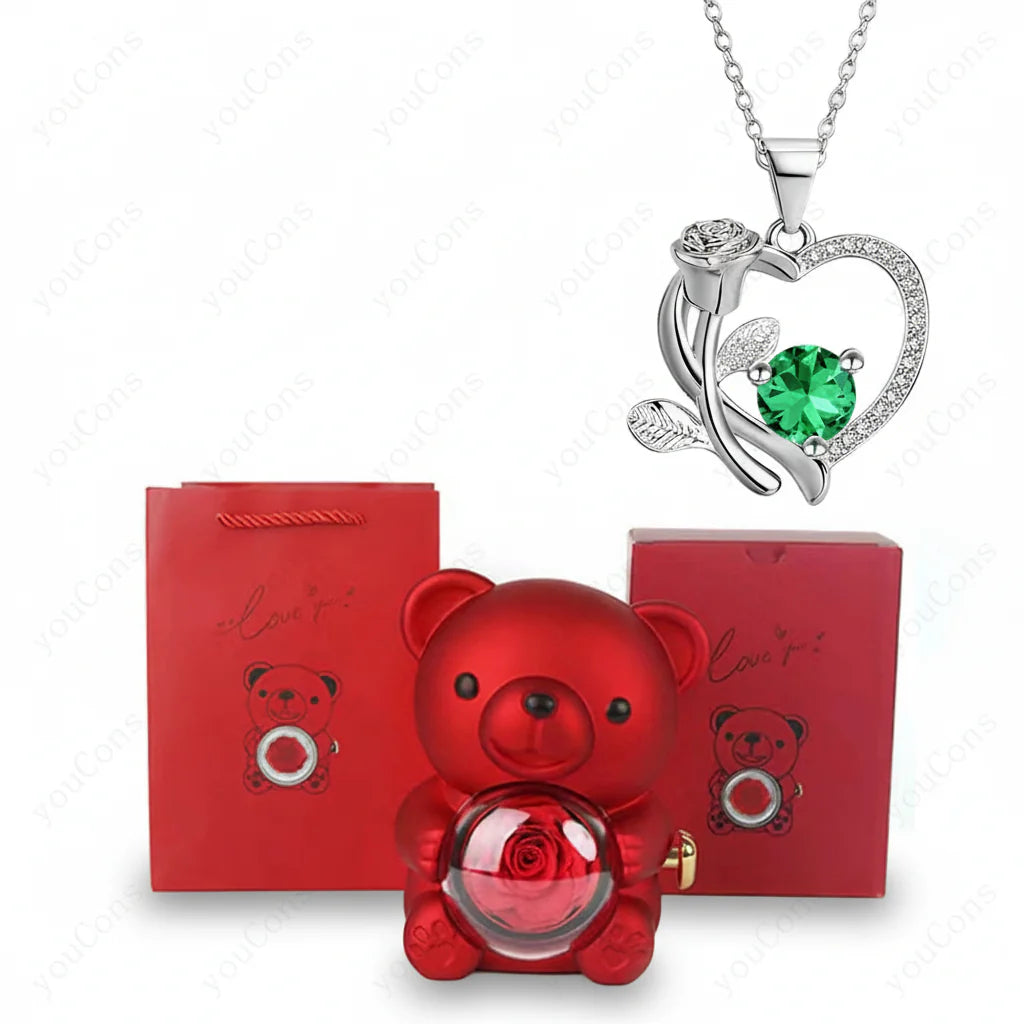 Charming Heart Pendant Necklace with Zircon and Gift Box