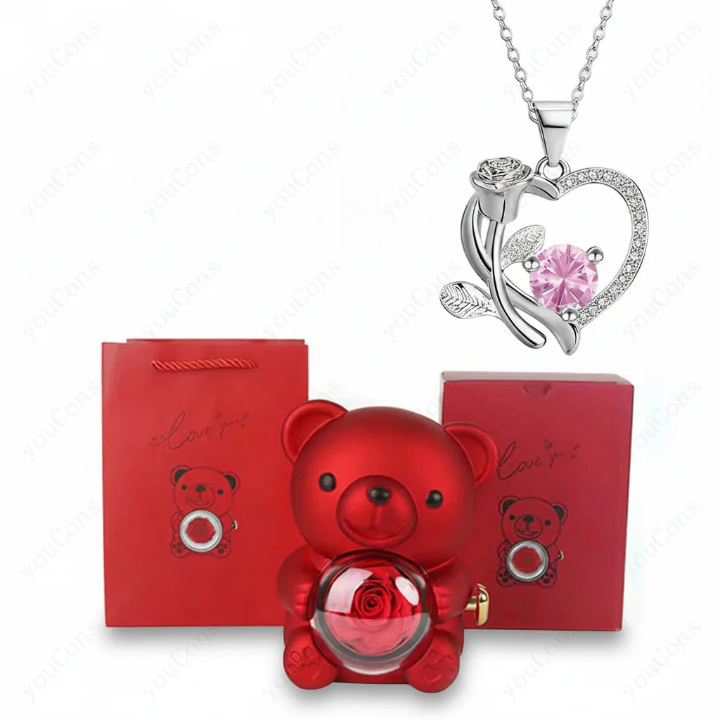 Charming Heart Pendant Necklace with Zircon and Gift Box