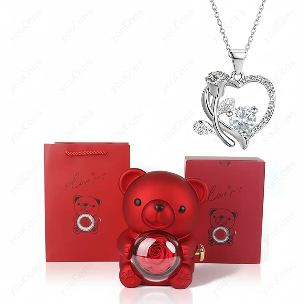 Charming Heart Pendant Necklace with Zircon and Gift Box