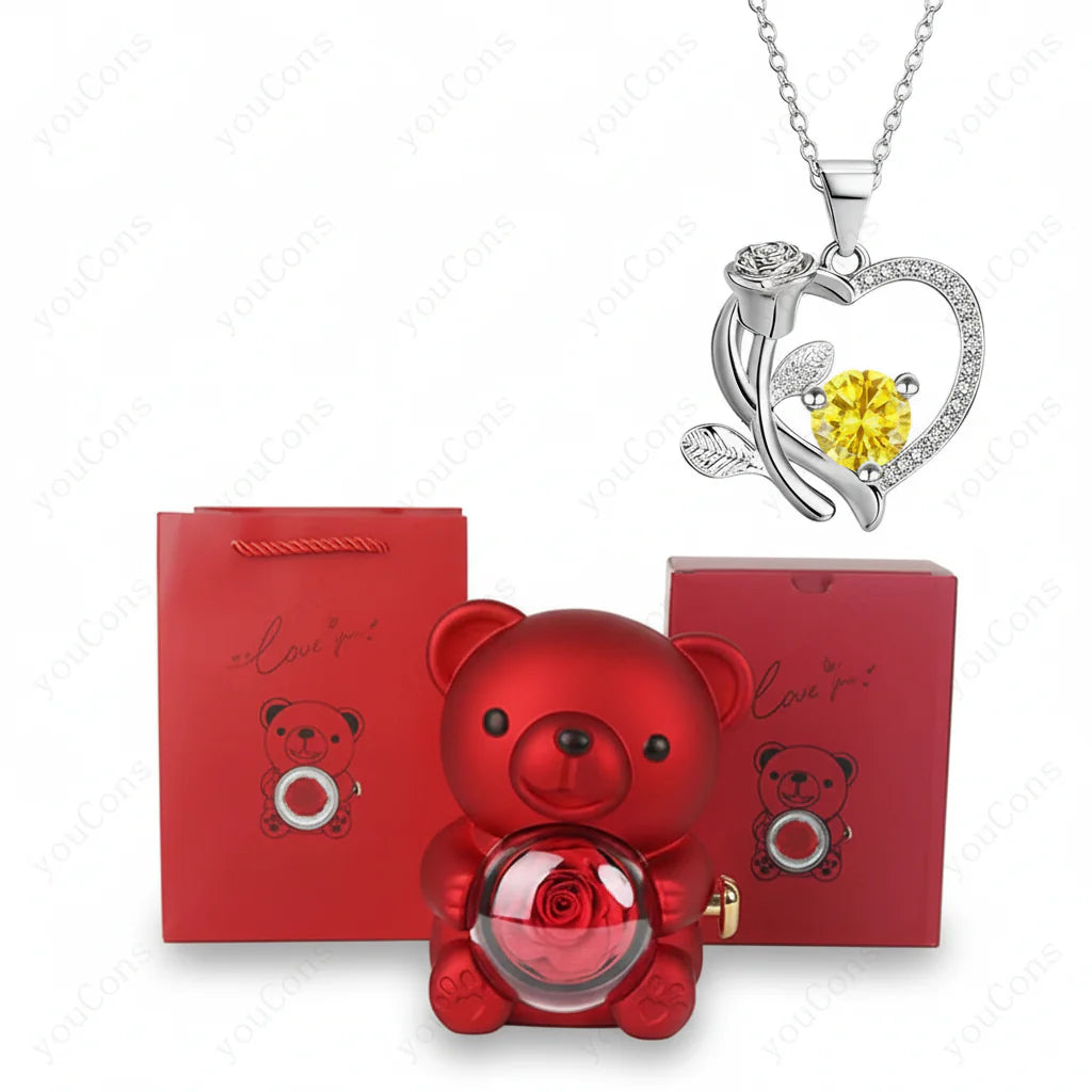 Charming Heart Pendant Necklace with Zircon and Gift Box