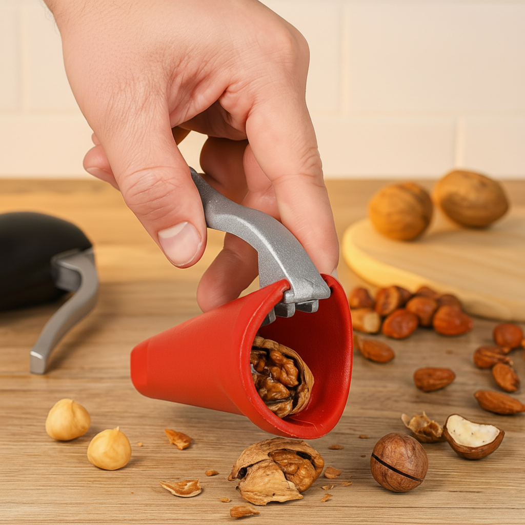 Effortless Nut Cracker with Aluminum Frame and Lever Action