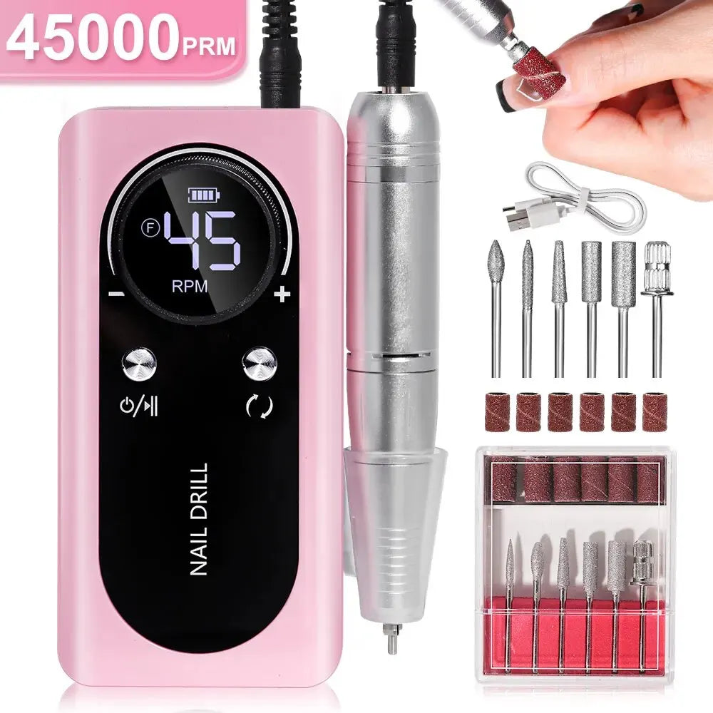Electric Nail File with 45000RPM – Rechargeable, Quiet Manicure Tool