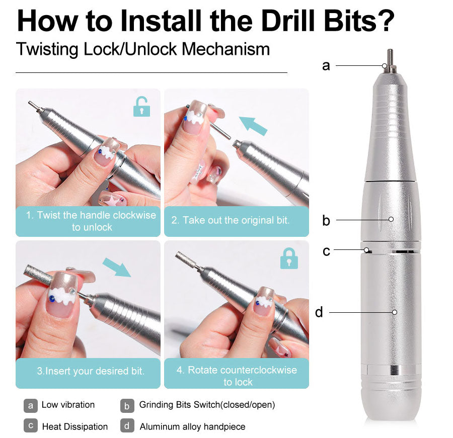 Electric Nail File with 45000RPM – Rechargeable, Quiet Manicure Tool
