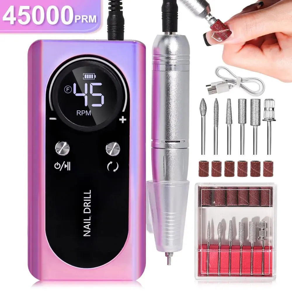 Electric Nail File with 45000RPM – Rechargeable, Quiet Manicure Tool
