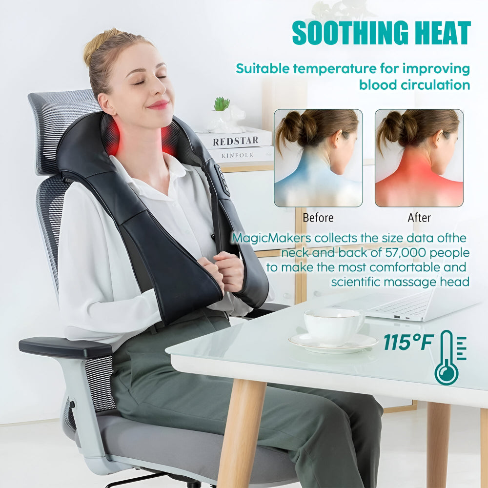 Soothing Shiatsu Neck and Back Massager for Home and Travel