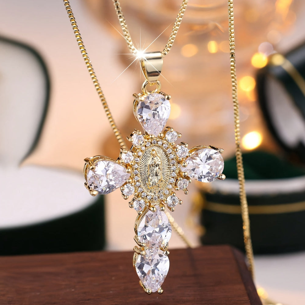 Radiant Faith Pendant Necklace with Sparkling Zircon Stone