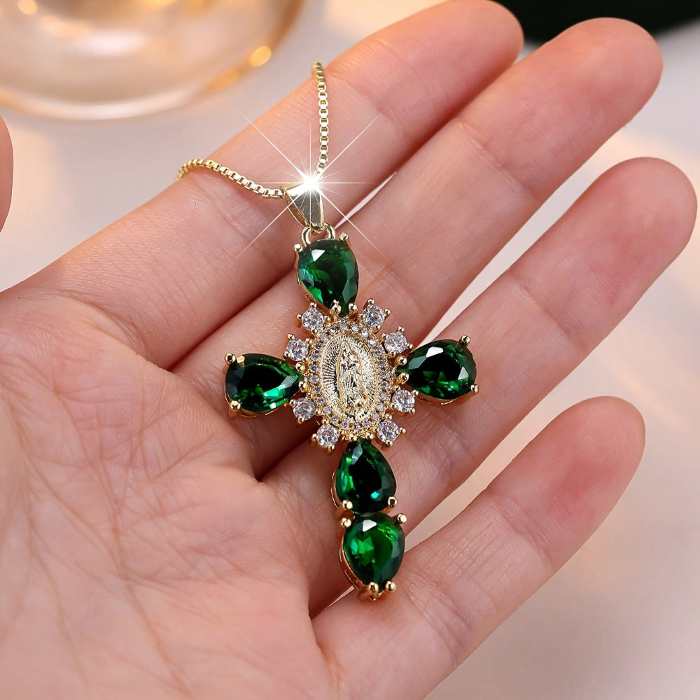 Radiant Faith Pendant Necklace with Sparkling Zircon Stone