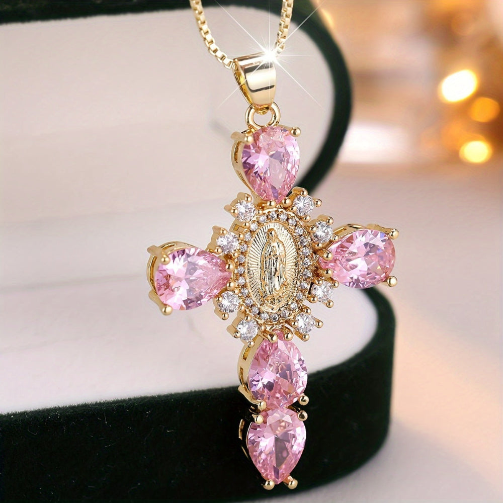 Radiant Faith Pendant Necklace with Sparkling Stones