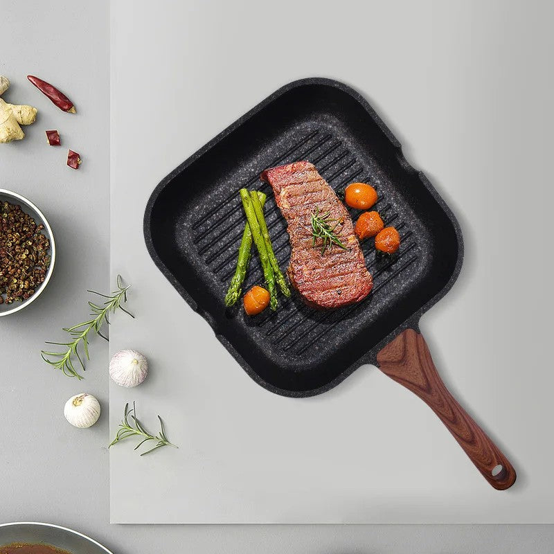 Healthy Cooking Square Frying Pan with 5-Layer Nonstick Surface